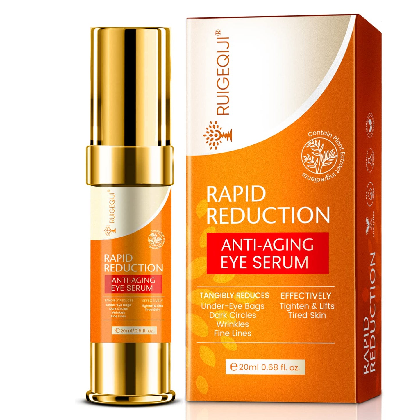 Rapid Reduction Eye Serum, Eye Cream for Dark Circles and Puffiness, Puffy Eyes Treatment, Eye Bags Treatment For Women and Men, Dark Eye Circle Remover, Under Eye Serum, Wrinkle Filler For Deep Wrinkles Instantly, 20 ml by RUIGEQIJI