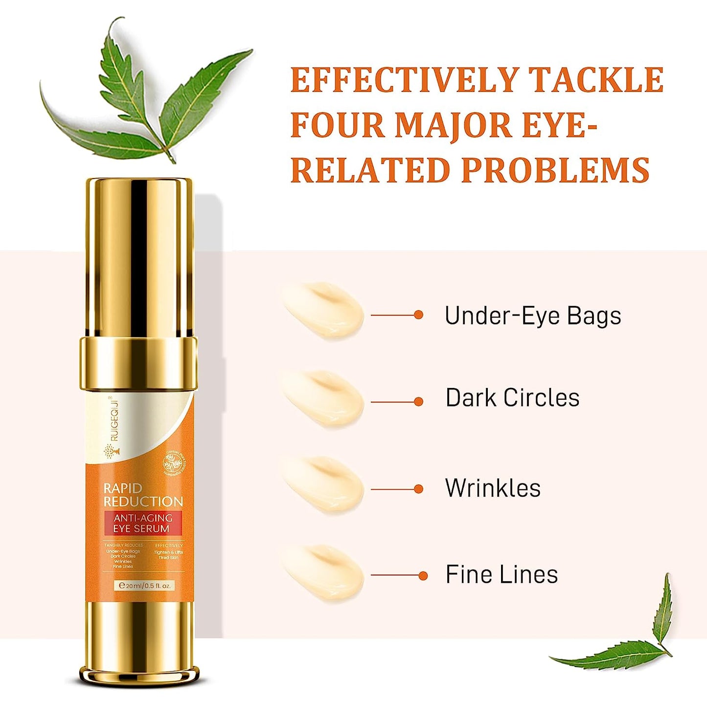 Rapid Reduction Eye Serum, Eye Cream for Dark Circles and Puffiness, Puffy Eyes Treatment, Eye Bags Treatment For Women and Men, Dark Eye Circle Remover, Under Eye Serum, Wrinkle Filler For Deep Wrinkles Instantly, 20 ml by RUIGEQIJI